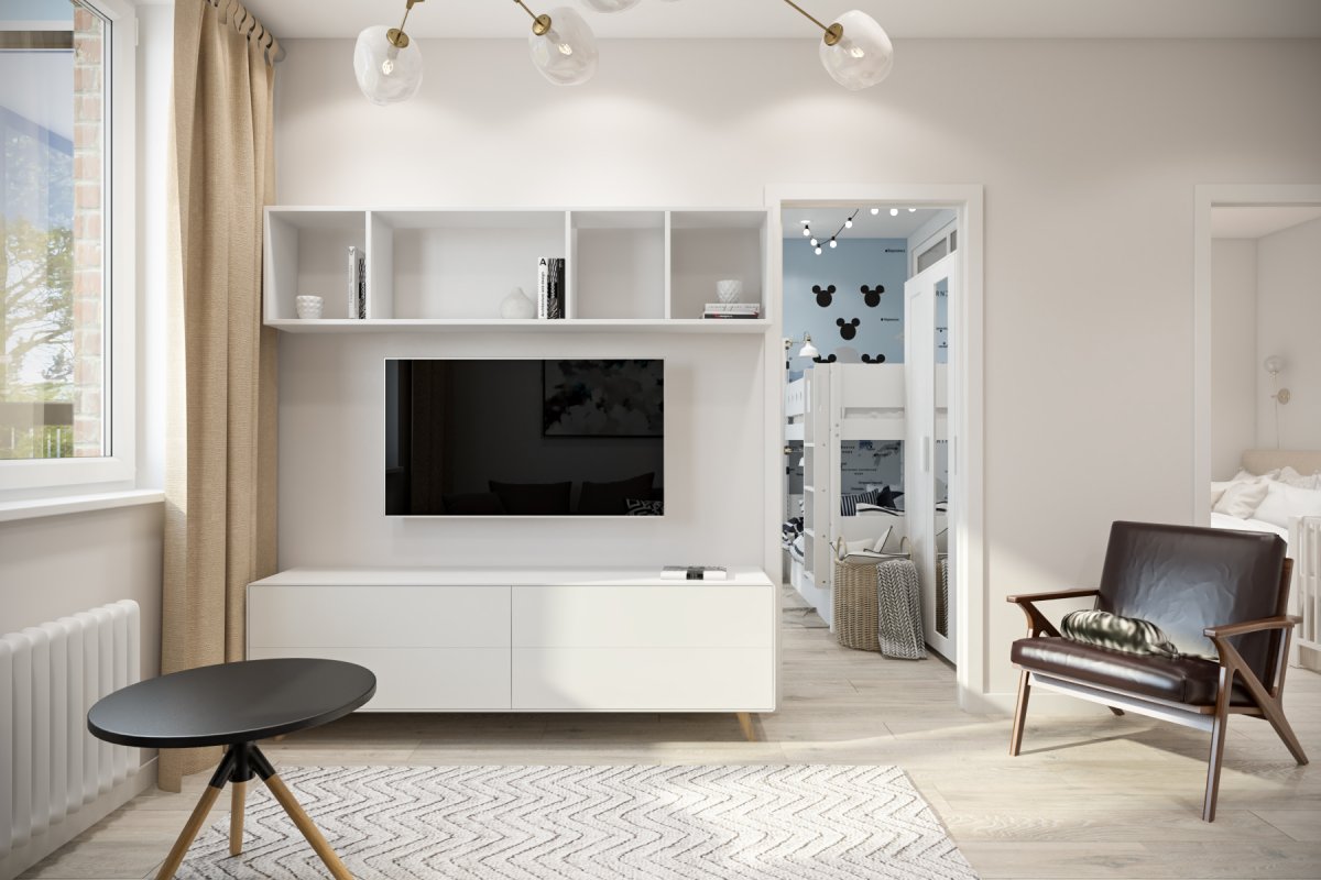Стенка в скандинавском стиле для гостиной