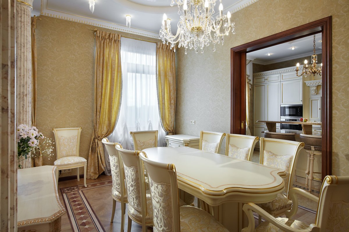 Венецианская штукатурка в интерьере классической гостиной