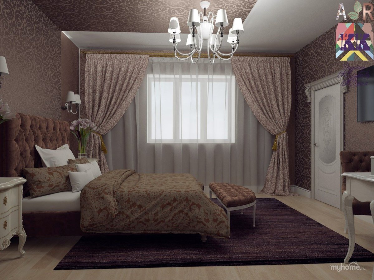 Спальня в цвете кофе с молоком