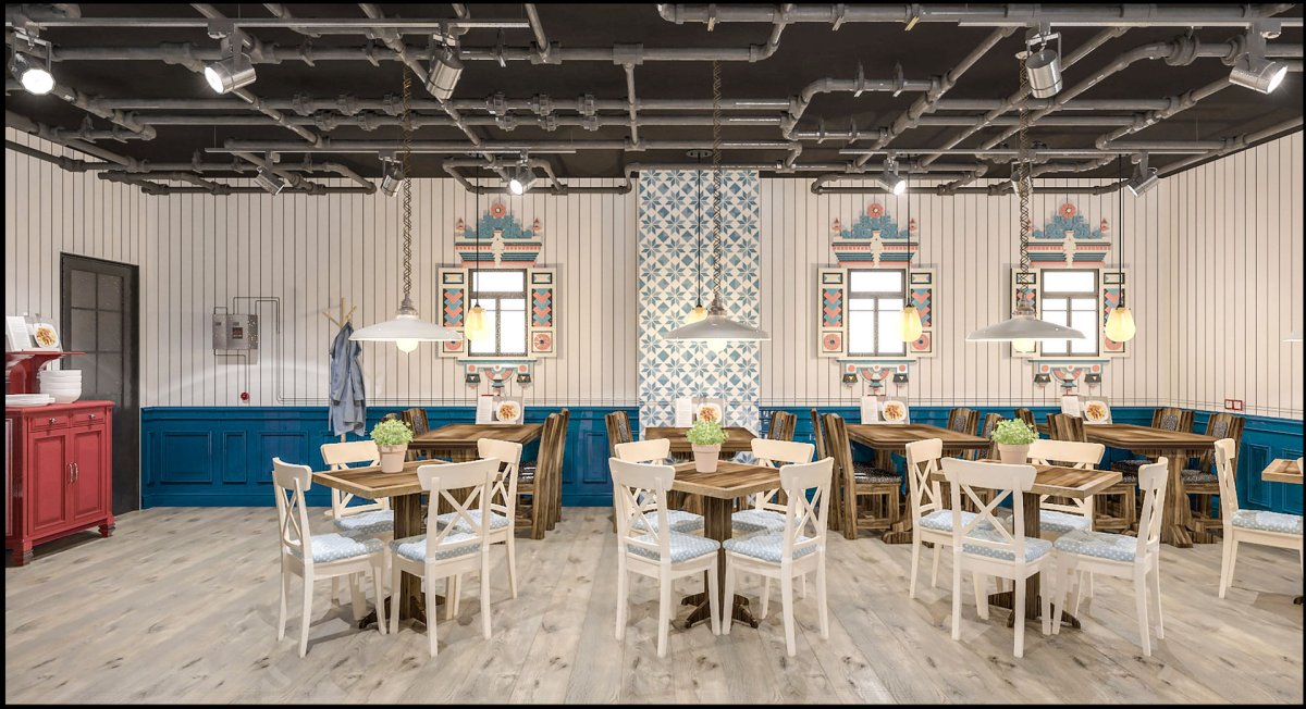 Интерьер кафе в русском стиле