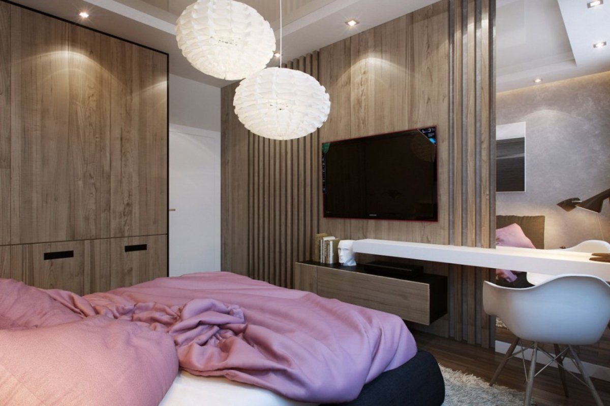 Телевизор в спальне Минимализм