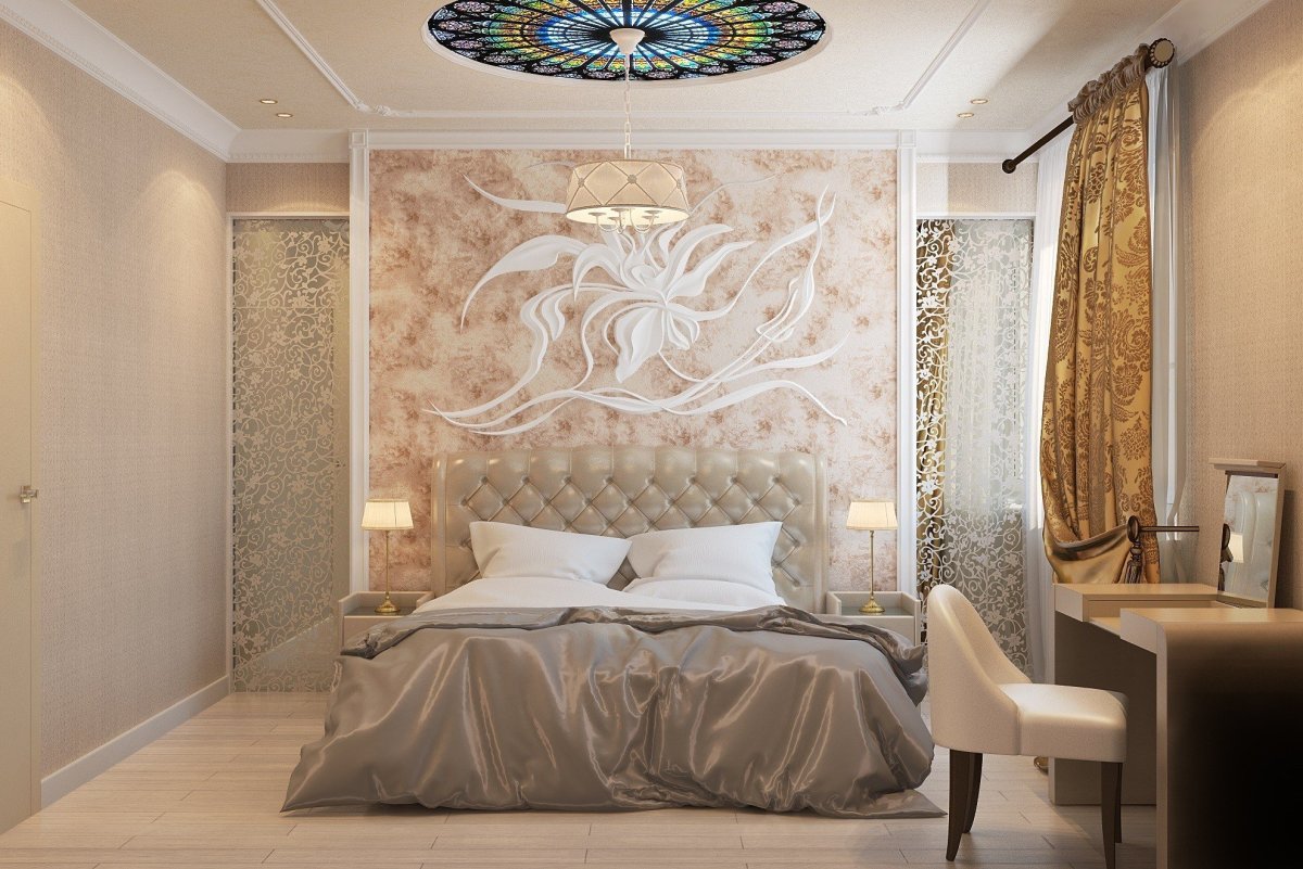 Обои под мрамор подойдут для спальни