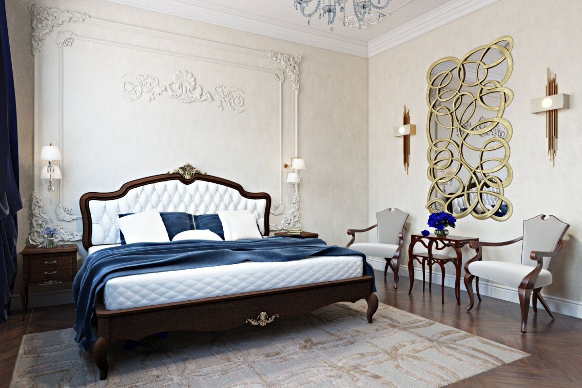 Молдинги в интерьере спальни