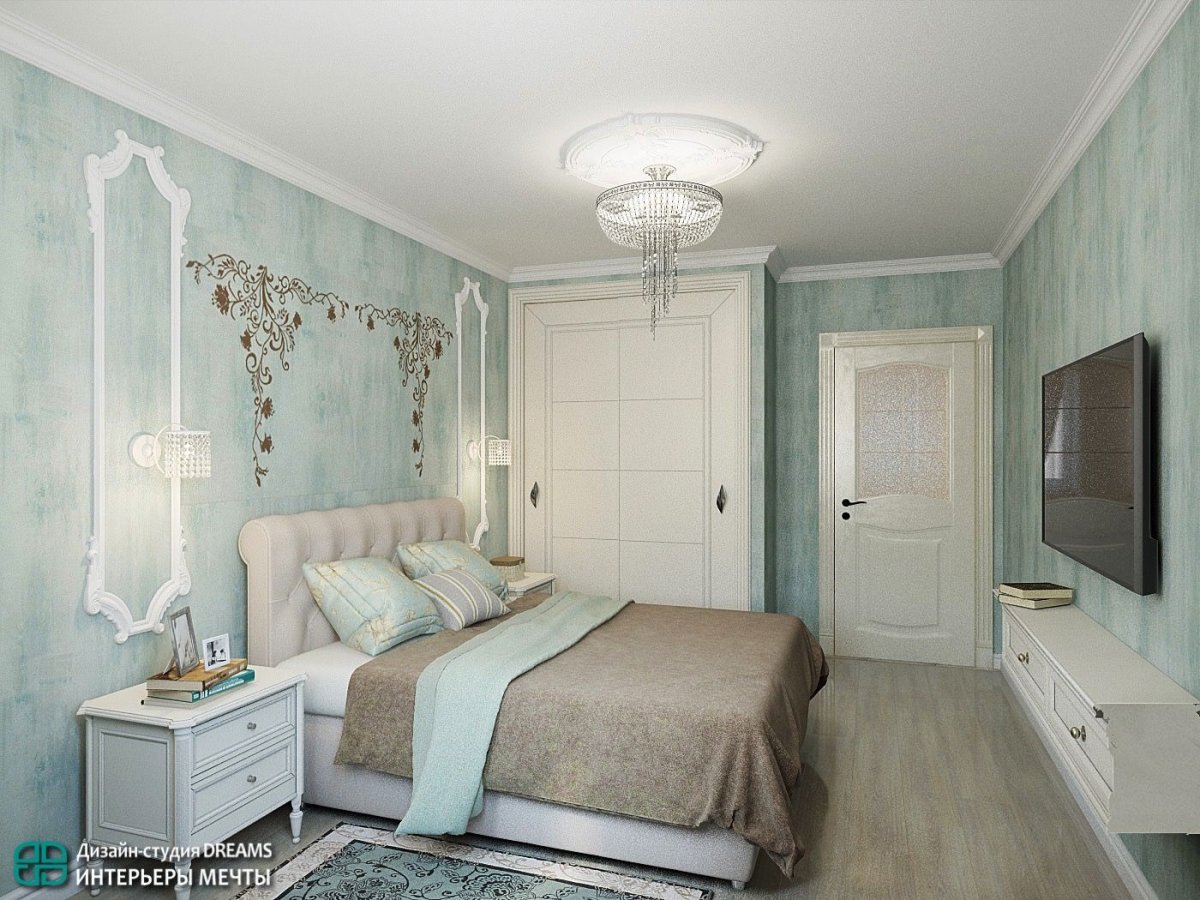 Спальня в светлых тонах классика