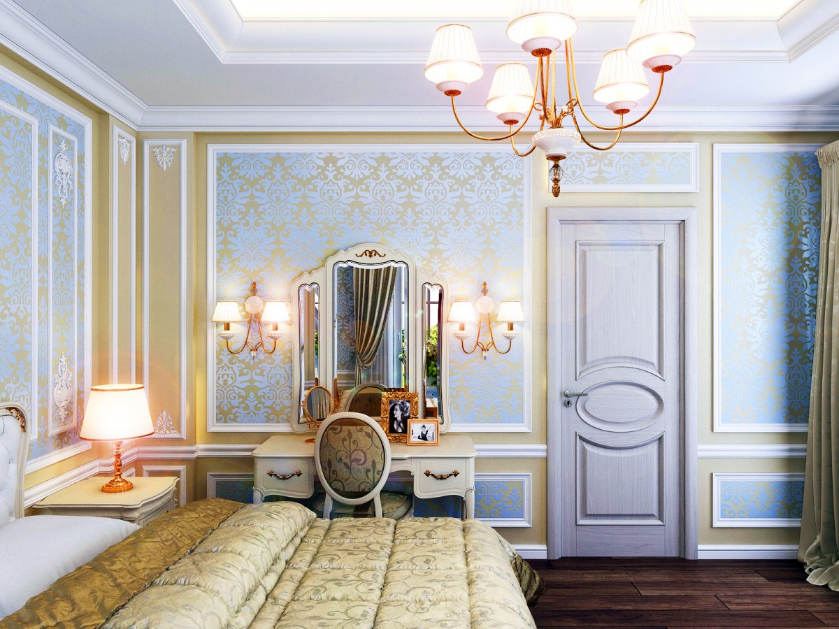 Молдинги в интерьере спальни