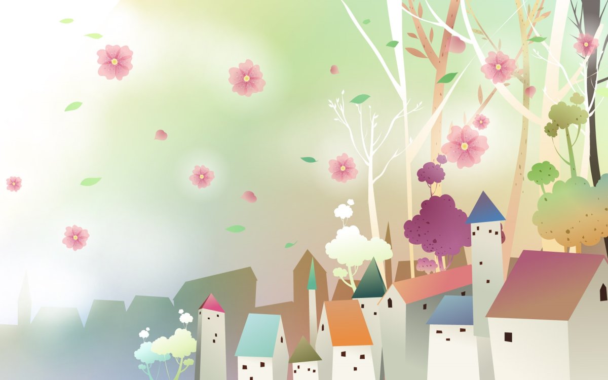 Разноцветные домики на стене