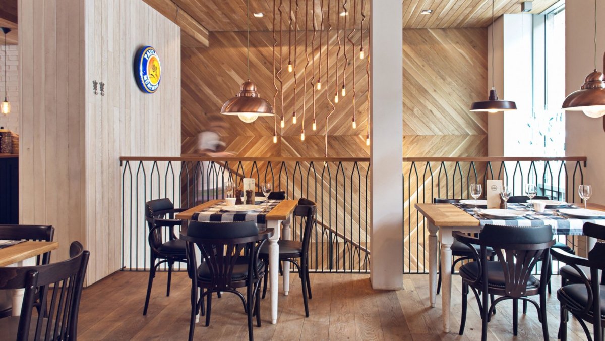 Отделка кафе в стиле дерева