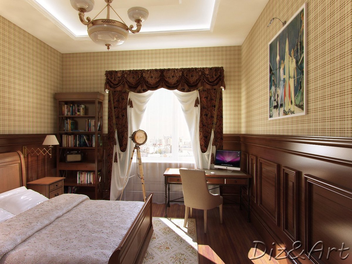 Гостиная в сине бежевых тонах