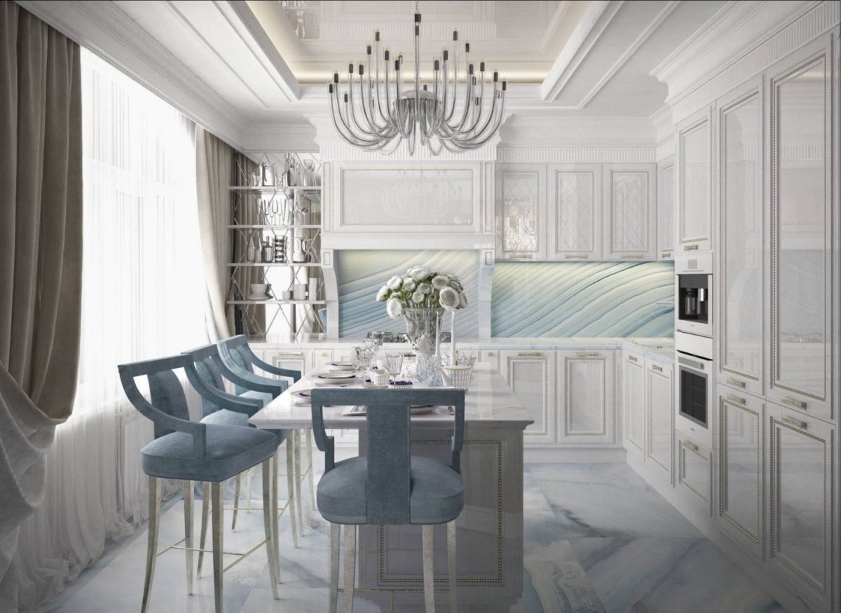 Неоклассика в интерьере кухни гостиной 2022
