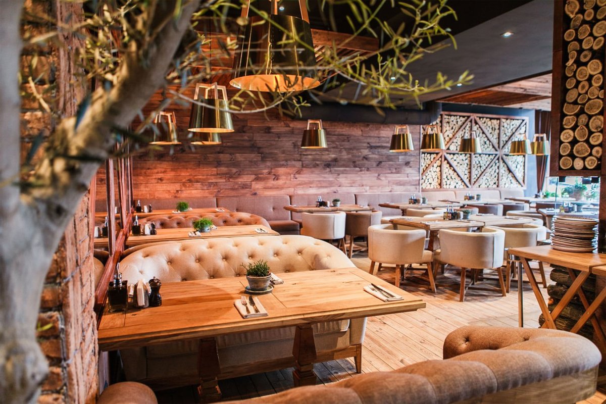 Стена в интерьере в стиле итальянского кафе