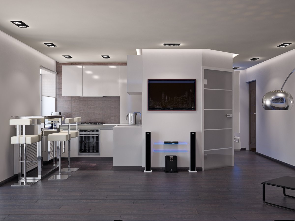 Квартира студия в стиле Хай тек