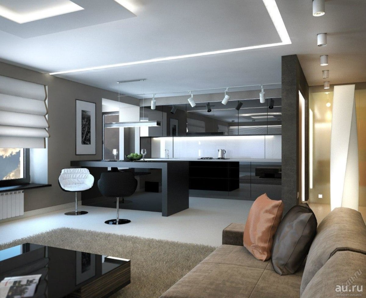 Кухня с гостинной 30кв м интерьер