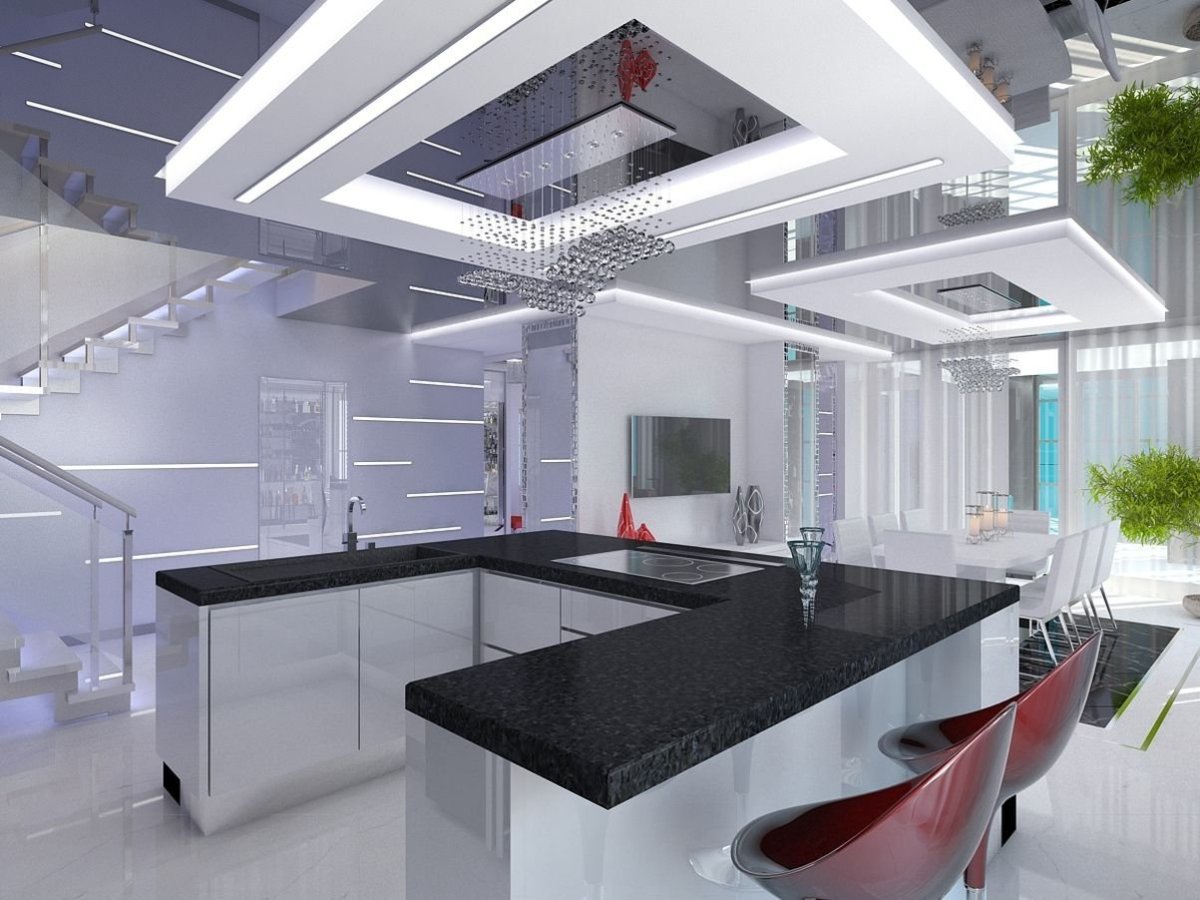 Хай-тек в интерьере кухни