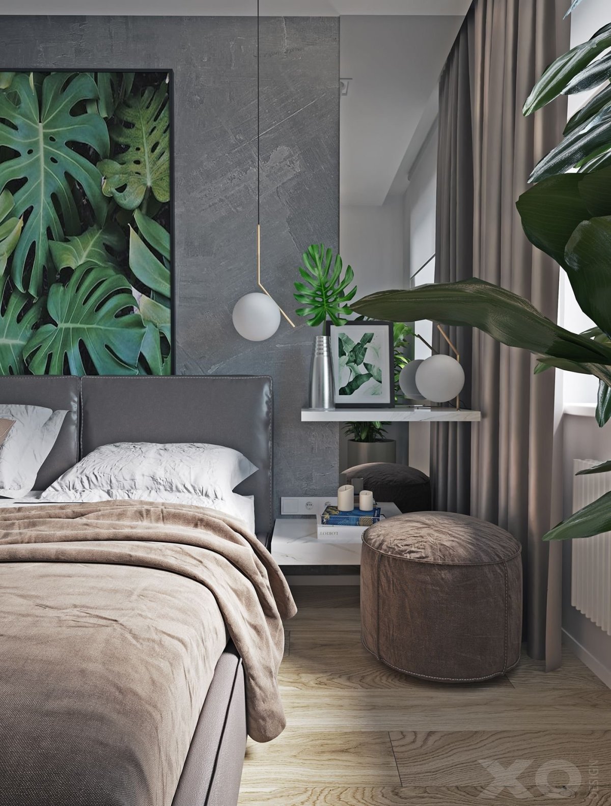 Гостиная в тропическом стиле в квартире