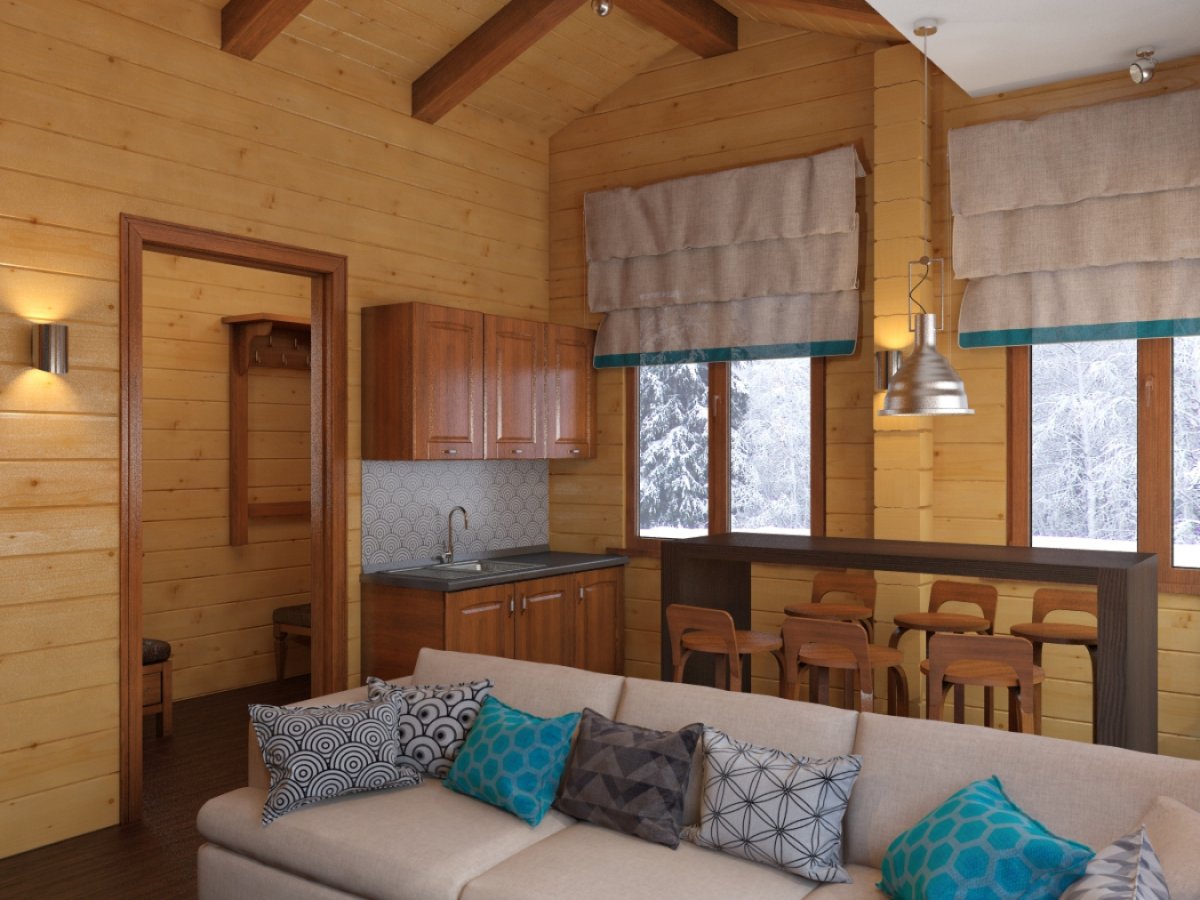 Кухня-гостиная в бане интерьер