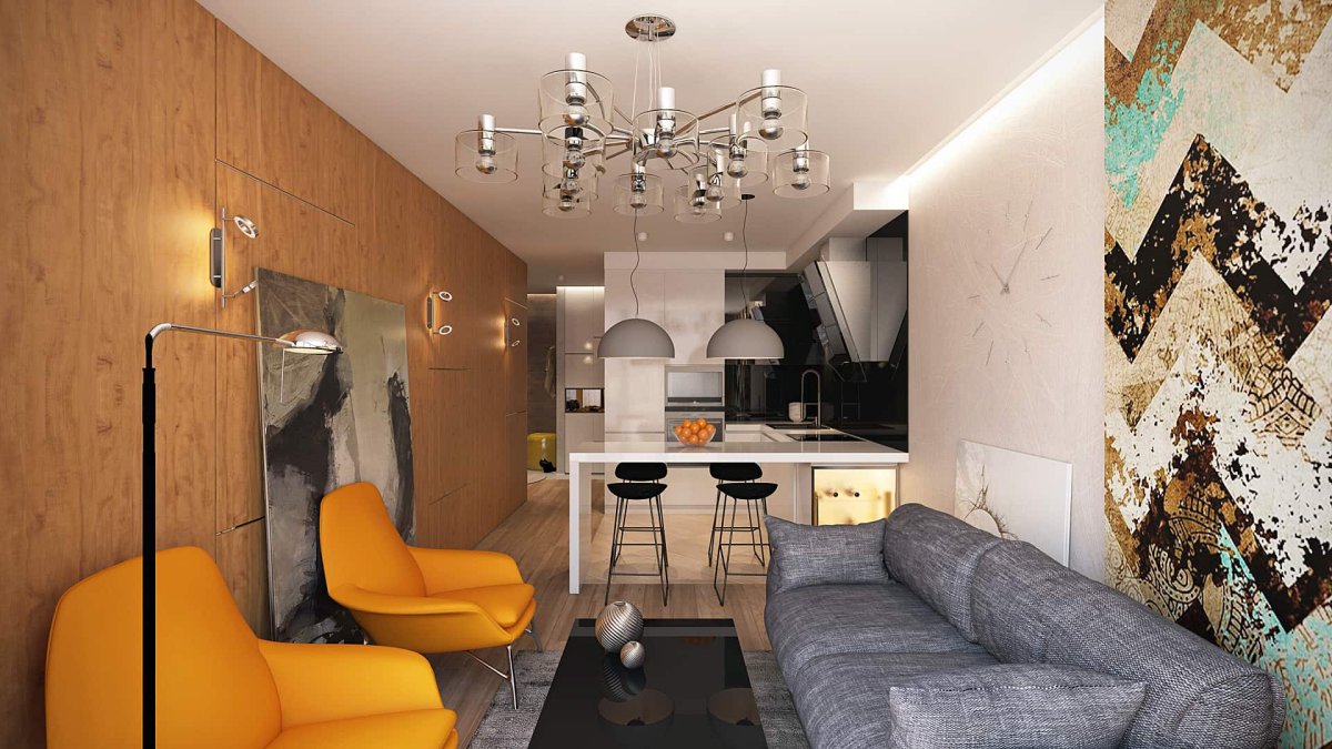 Современные интерьеры квартир студий