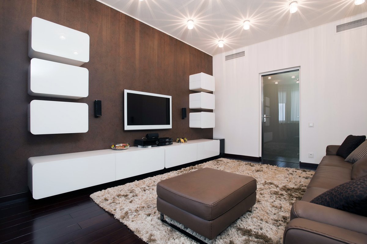 Гостиные с темным полом