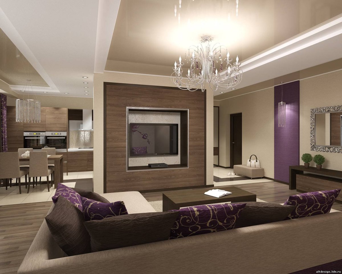 Интерьер проходной гостиной