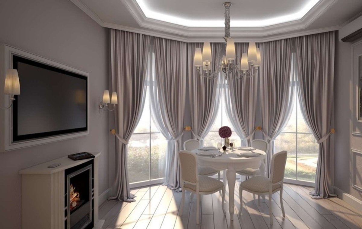 Гостиная с эркером в стиле Неоклассика