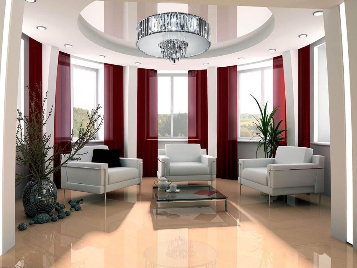 Гостиная с эркером в современном стиле