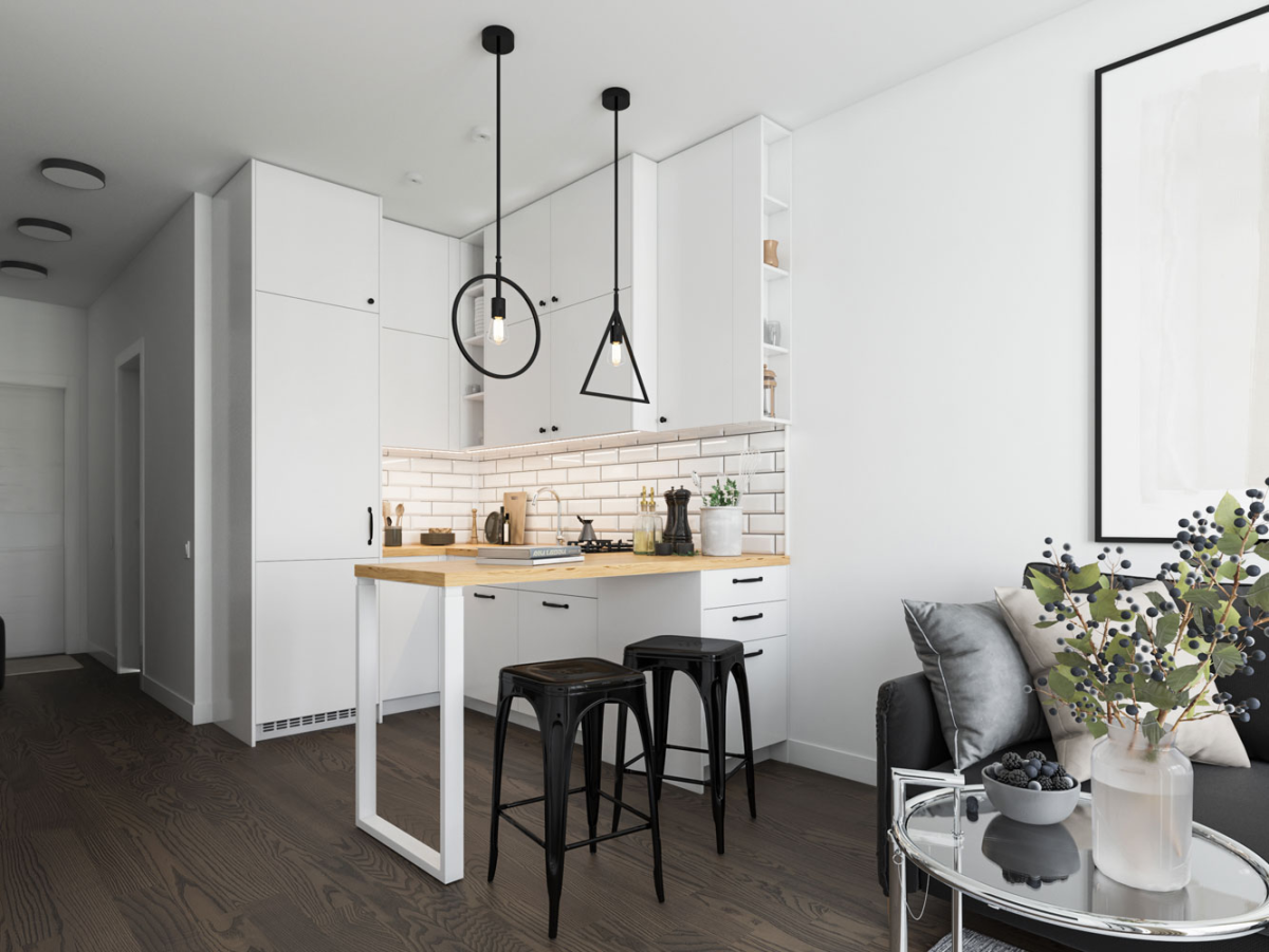 Дизайн студии в скандинавском стиле 25 кв.м