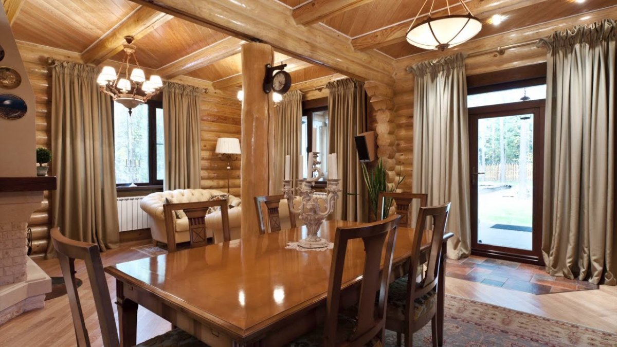 Текстиль в бревенчатом доме