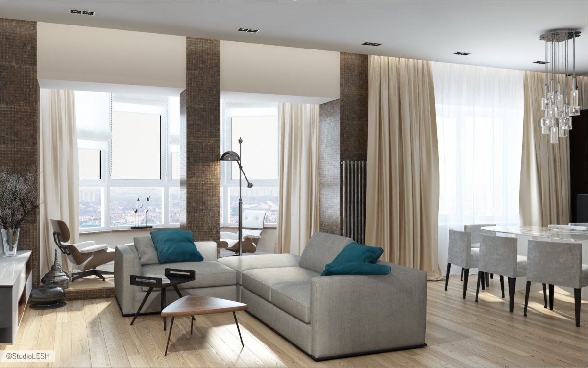 Гостиная столовая в стиле Контемпорари