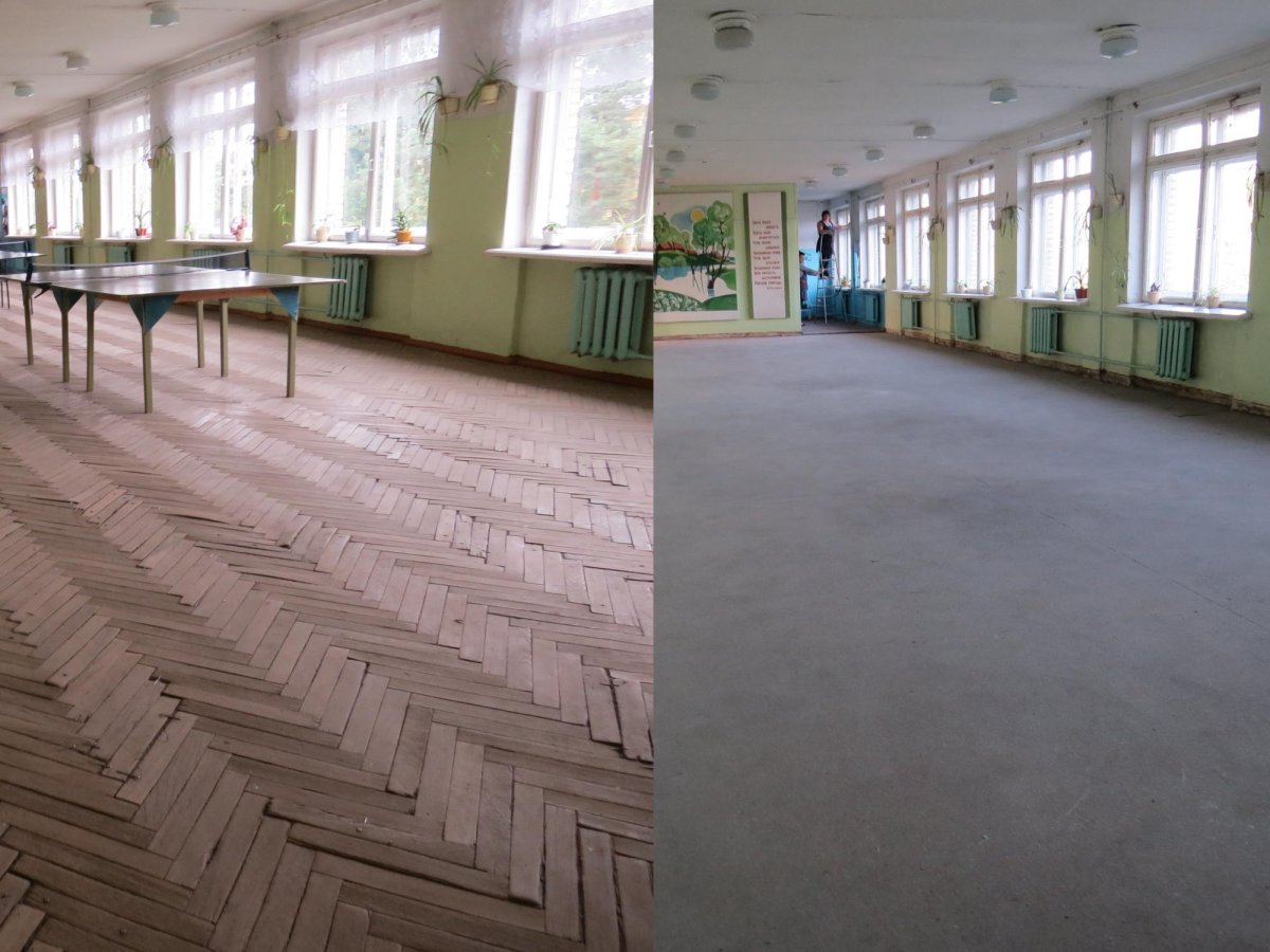 Деревянный пол в школе