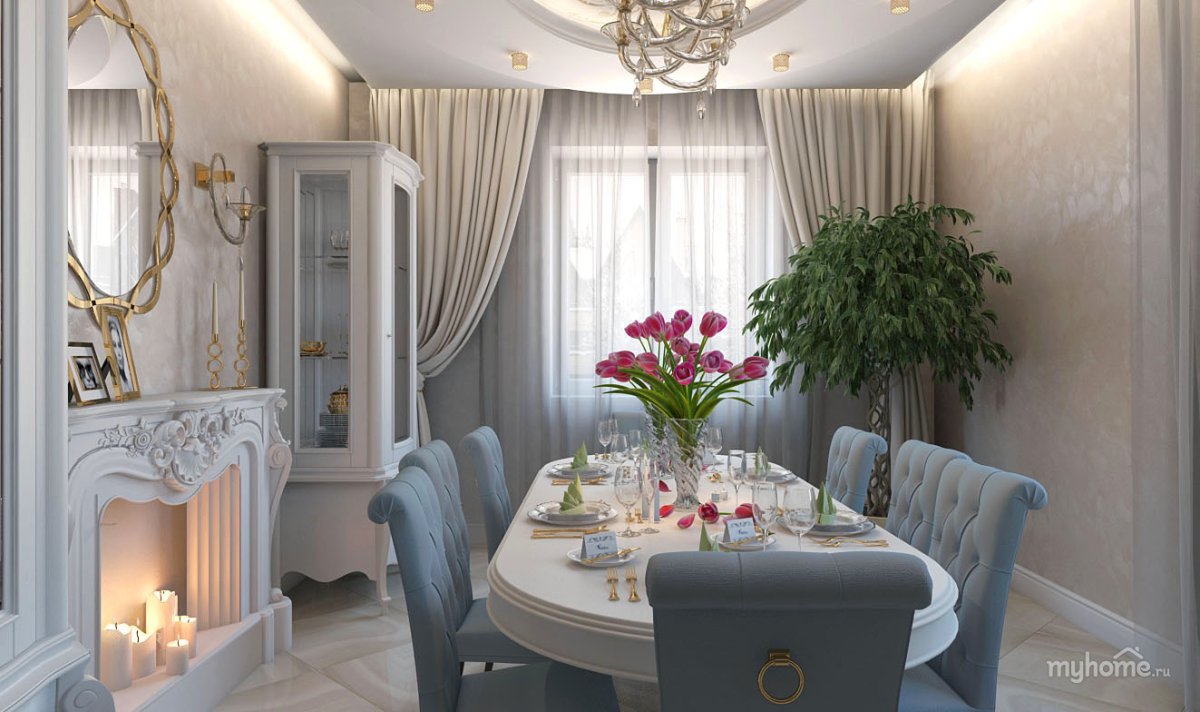 Гостиная Неоклассика 35м2