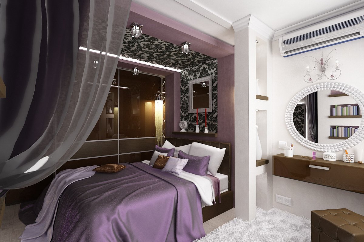 Интерьер квадратной спальни