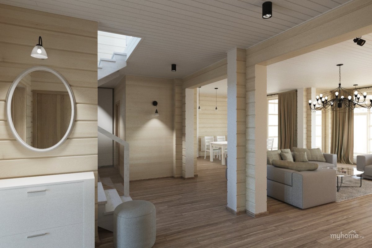 Прихожая в доме из бруса