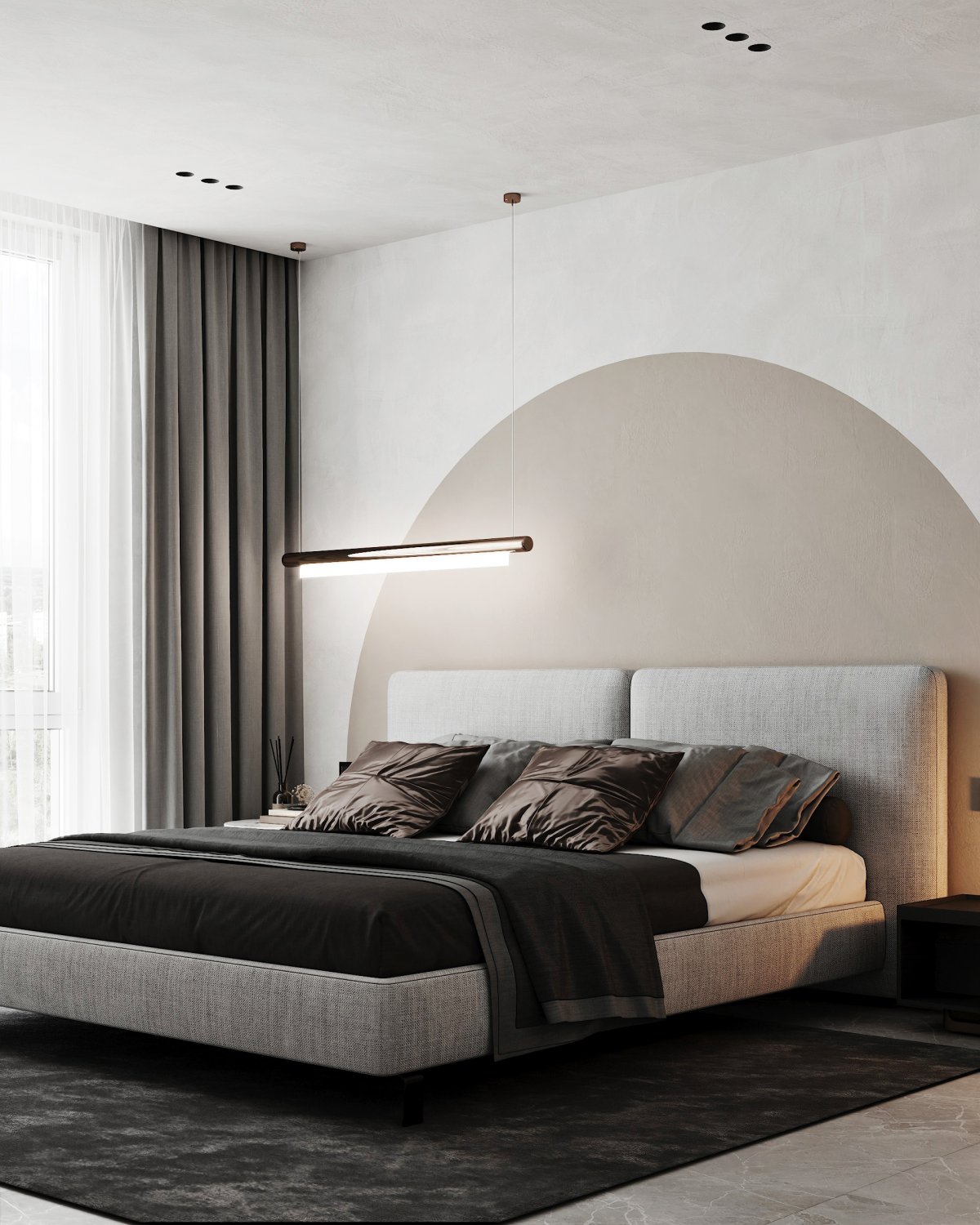 Монохромный интерьер спальни