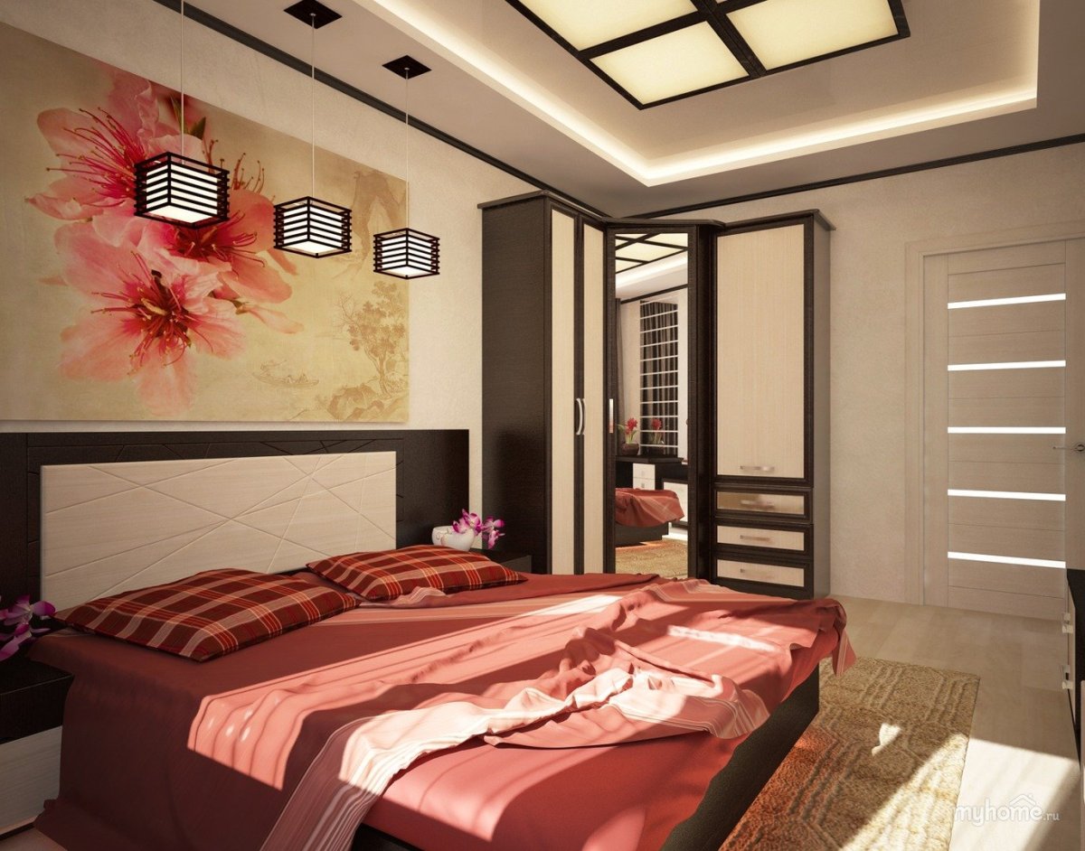 Уютная спальня в теплых тонах