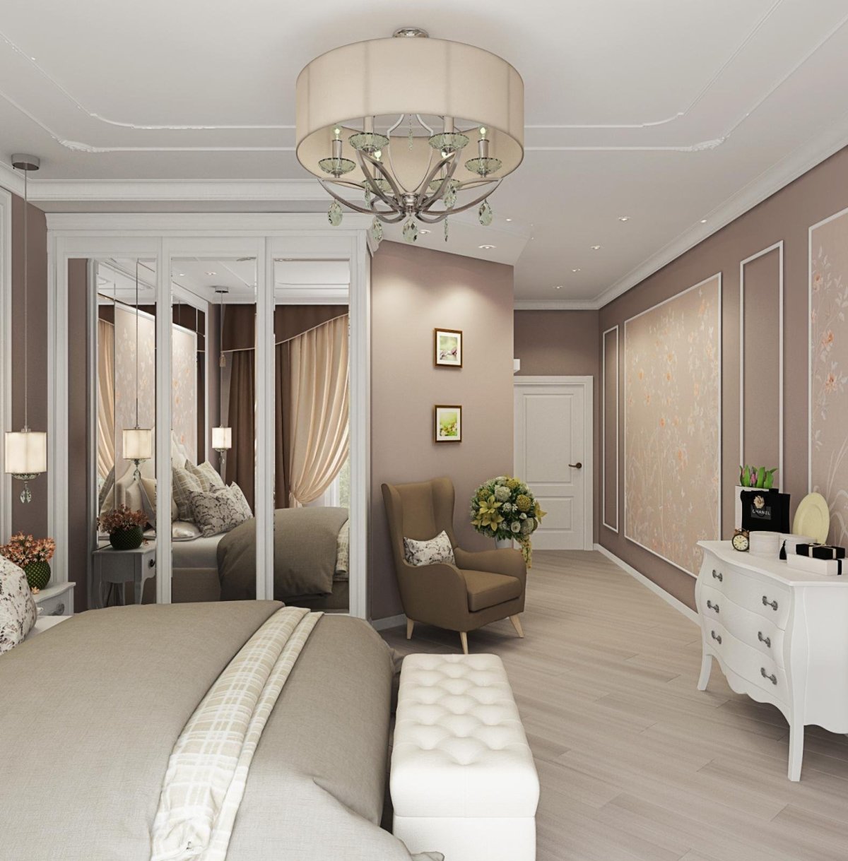 Спальня современная классика светлая