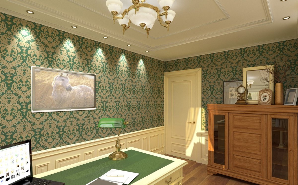 Кабинет в классическом стиле в загородном доме