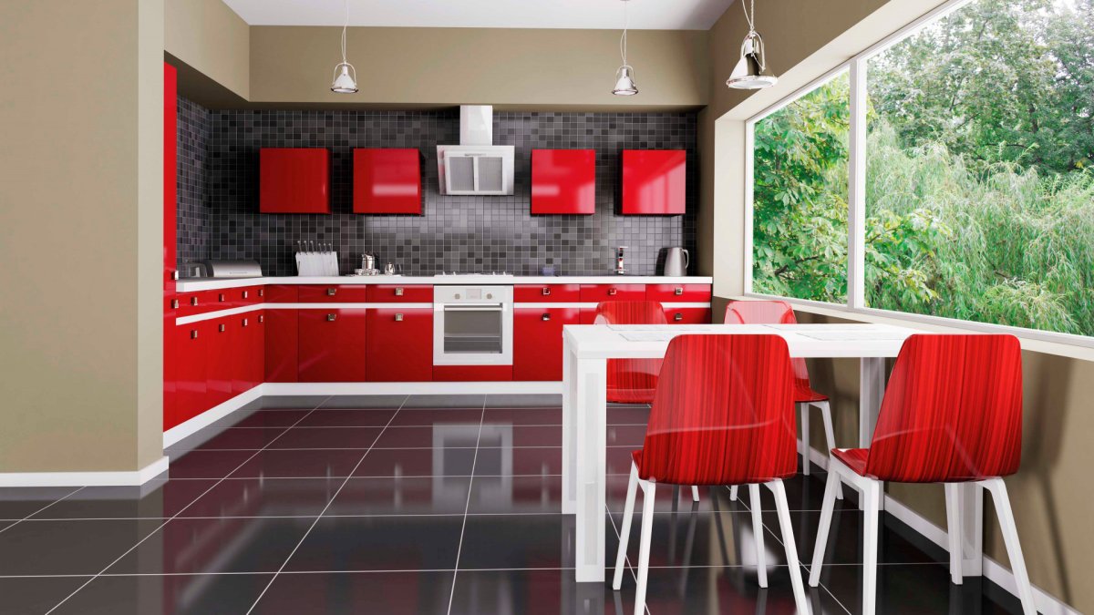 Красные кухни