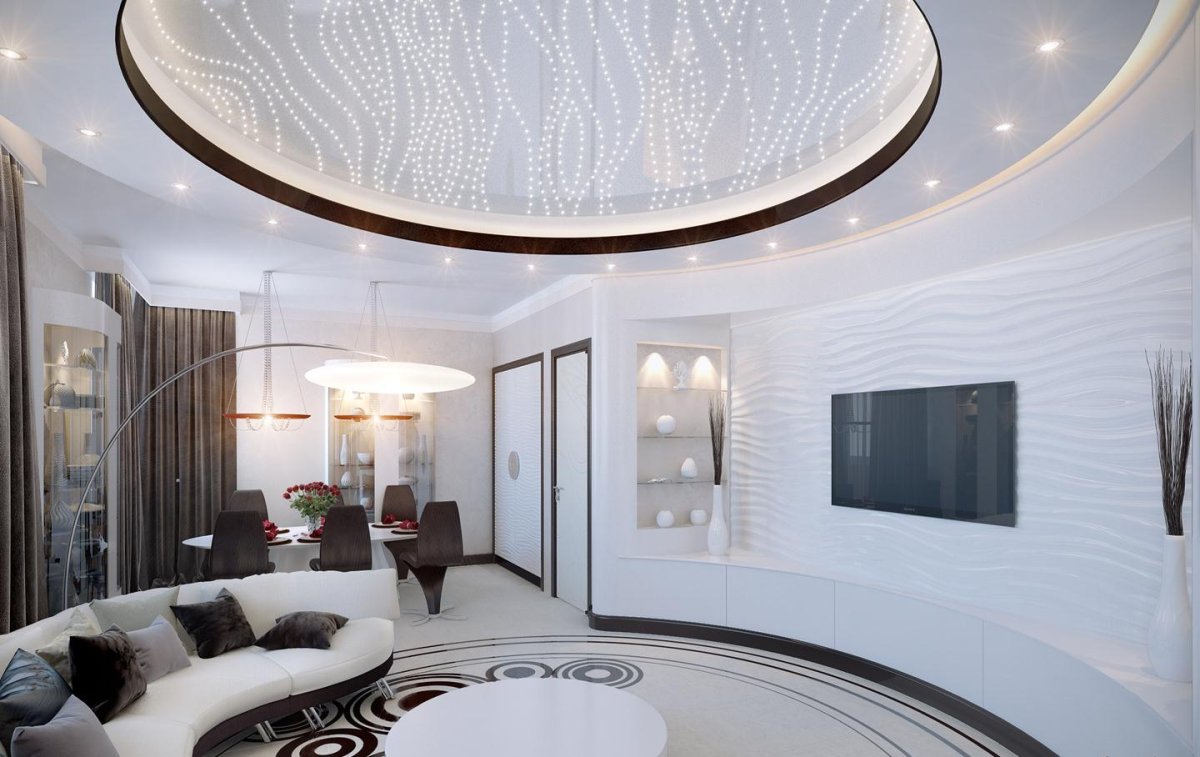 Гостиная с круглой стеной