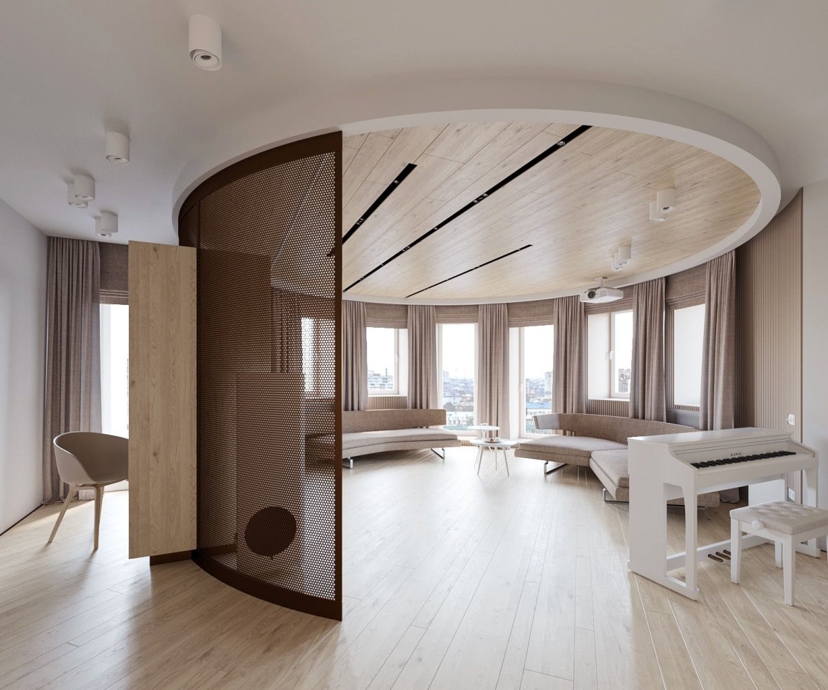 Полукруглая стена в интерьере