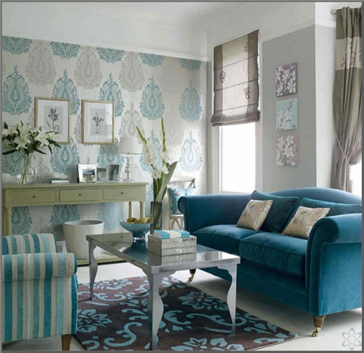 Гостиная в серо голубых тонах