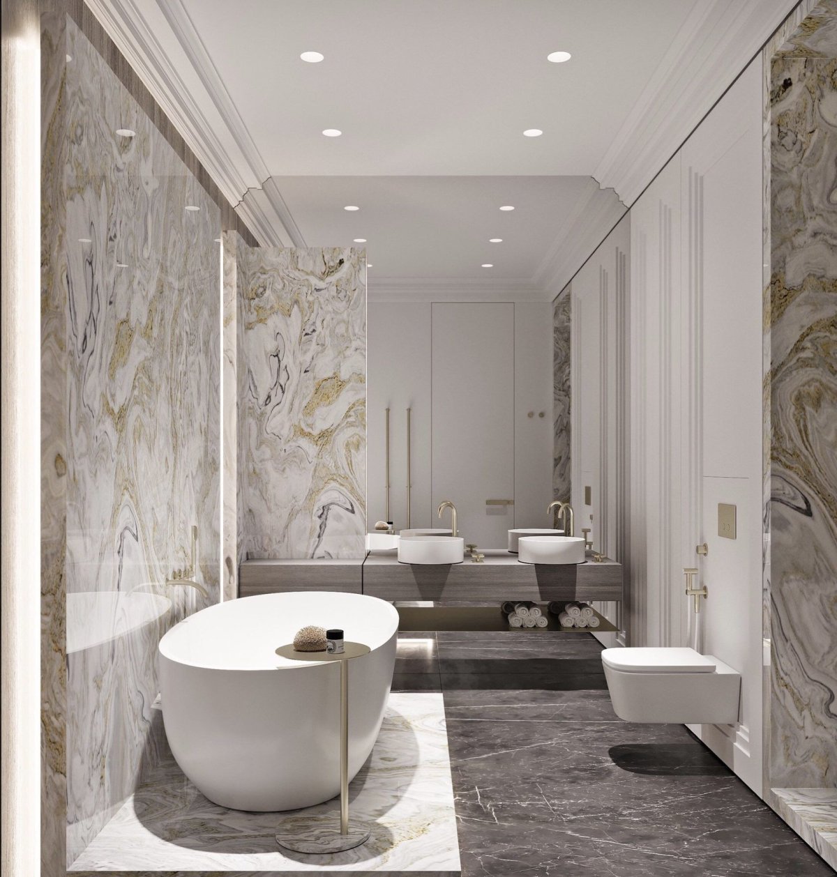Мраморная туалетная комната