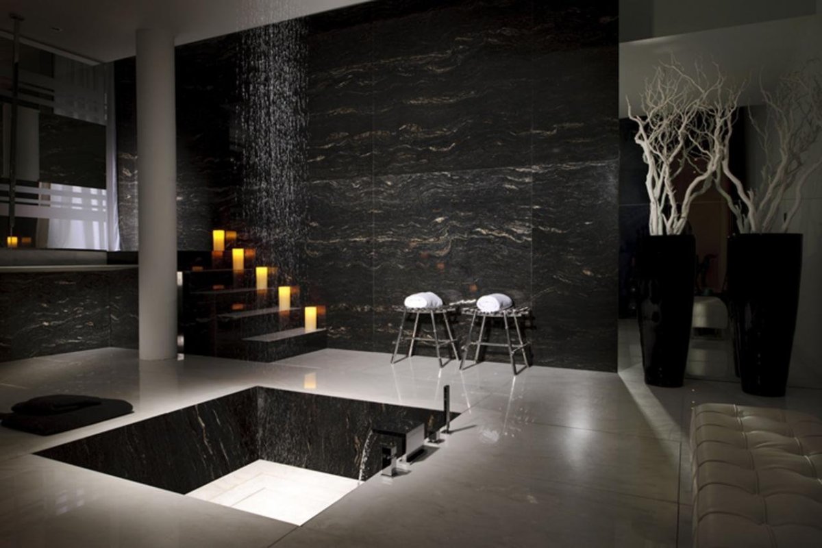 Черный камень в интерьере