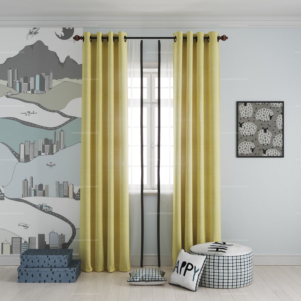 Желтые шторы икеа в интерьере