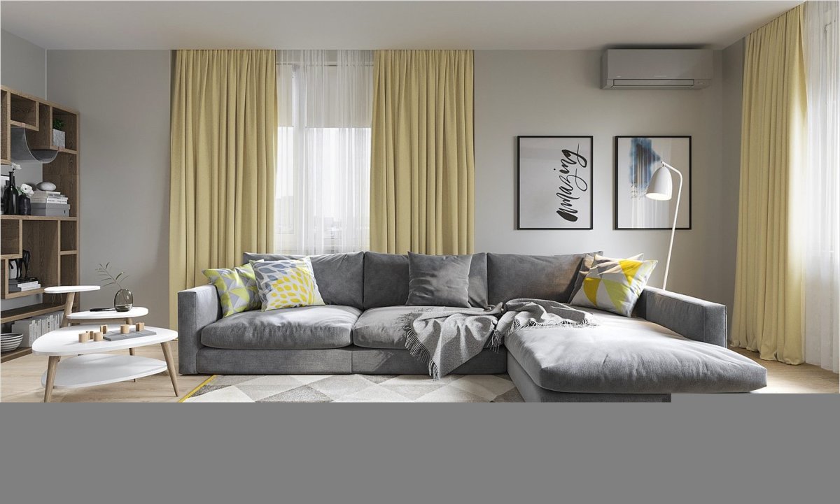 Желтые шторы в спальне