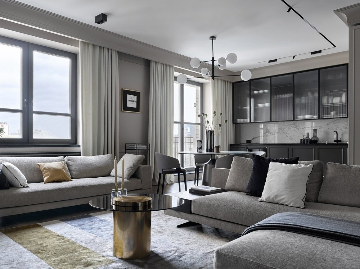 Студия в серых тонах