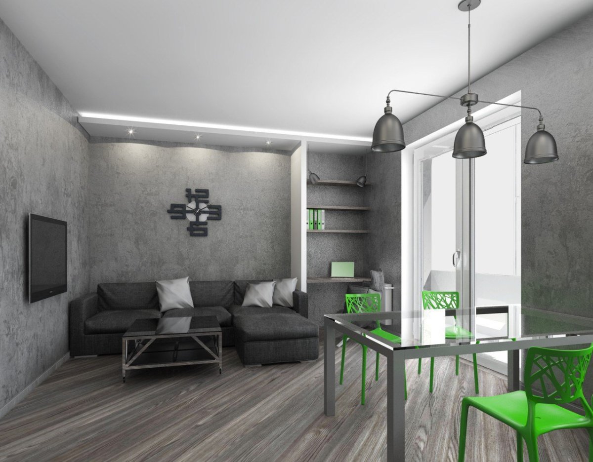 Студия в серо белых тонах