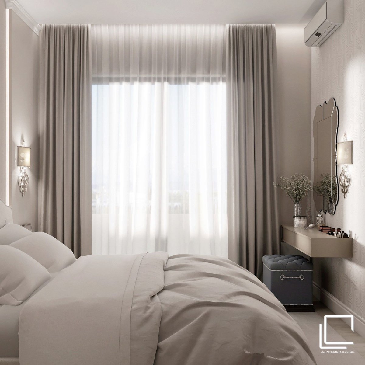 Спальня в хрущевке в пастельных тонах