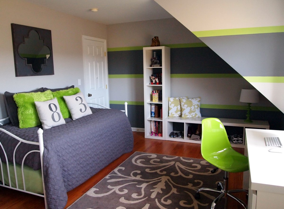 Комната для подростка в темно зеленых тонах