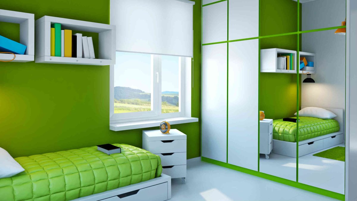 Комната в салатовых тонах