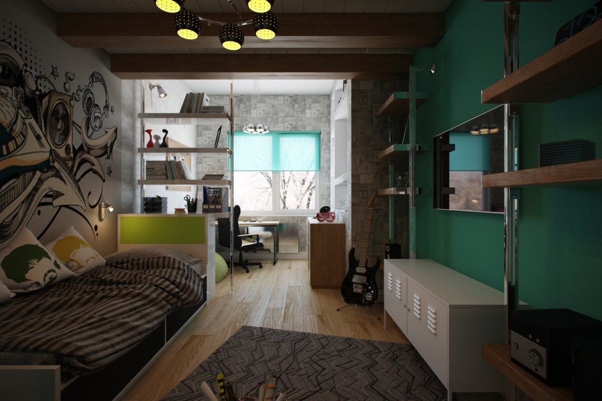 Комнаты для подростков тёмно зелёные