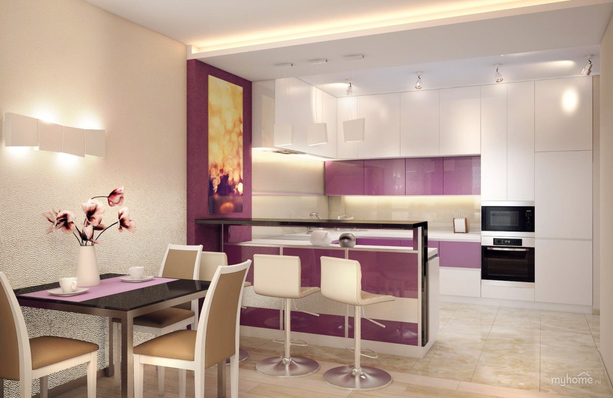 Кухонный гарнитур совмещенный с гостиной